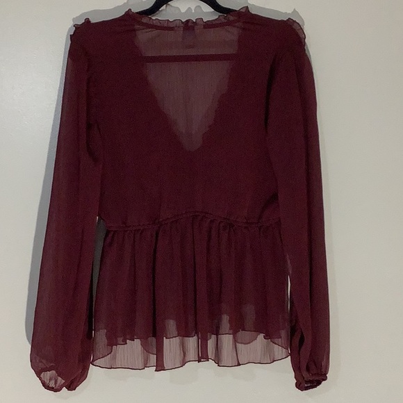 Belle Sky Burgundy Mesh Top - Picture 2 of 5